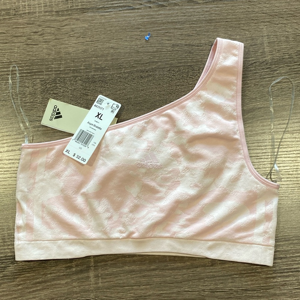 NWT - Adidas 720 Seamless Asym (One-Strap) Bralette - Pink Animal Print - XL